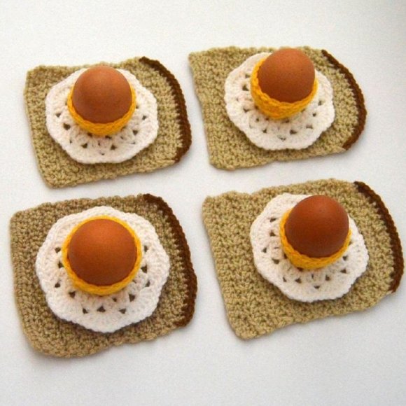Egg Cup, Egg On Toast & Flower Pdf  Digital Pattern Crochet Patterns Amigurumi T - Picture 2 of 2